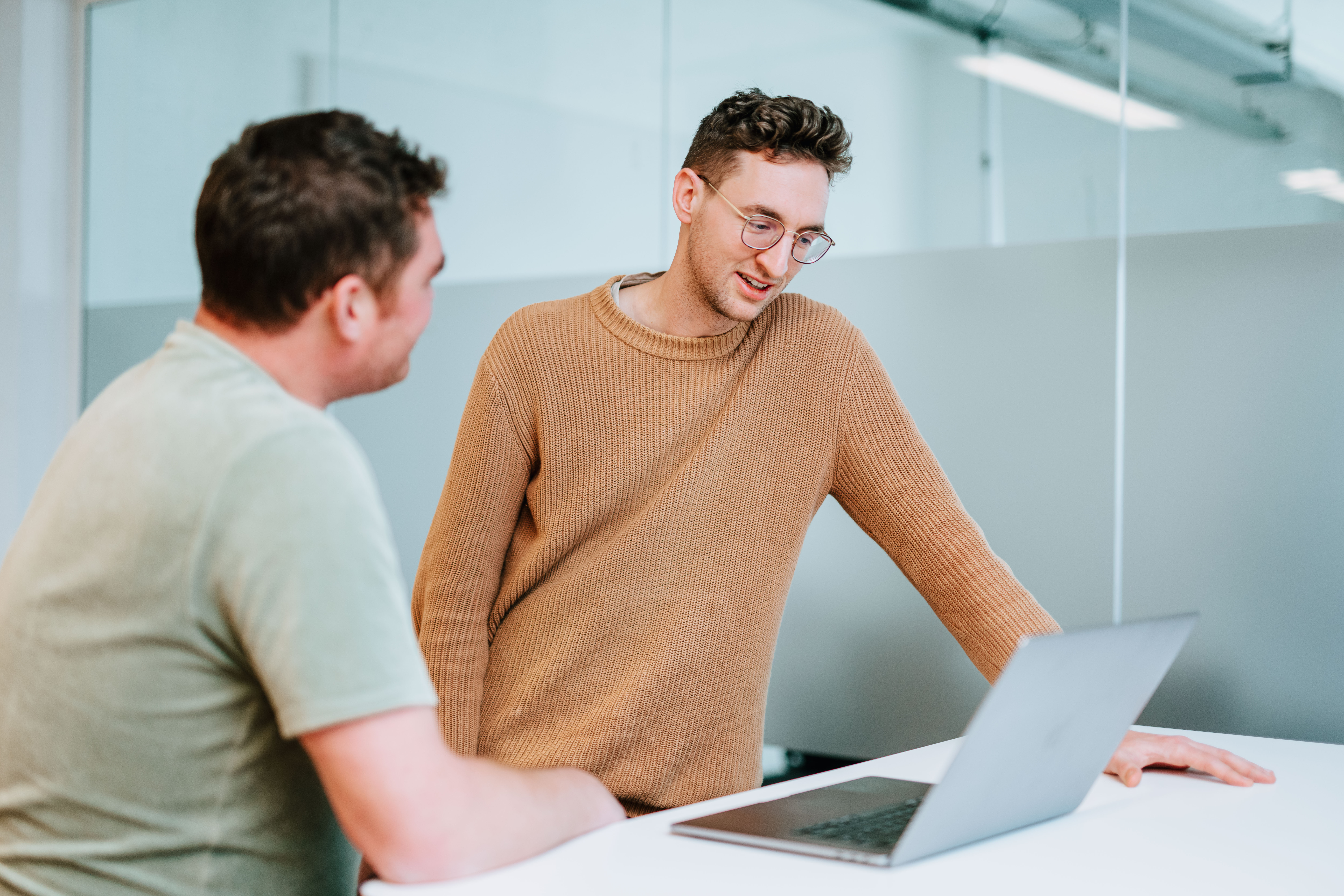 Two people in conversation