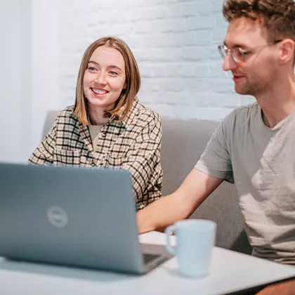 Two people having a a meeting