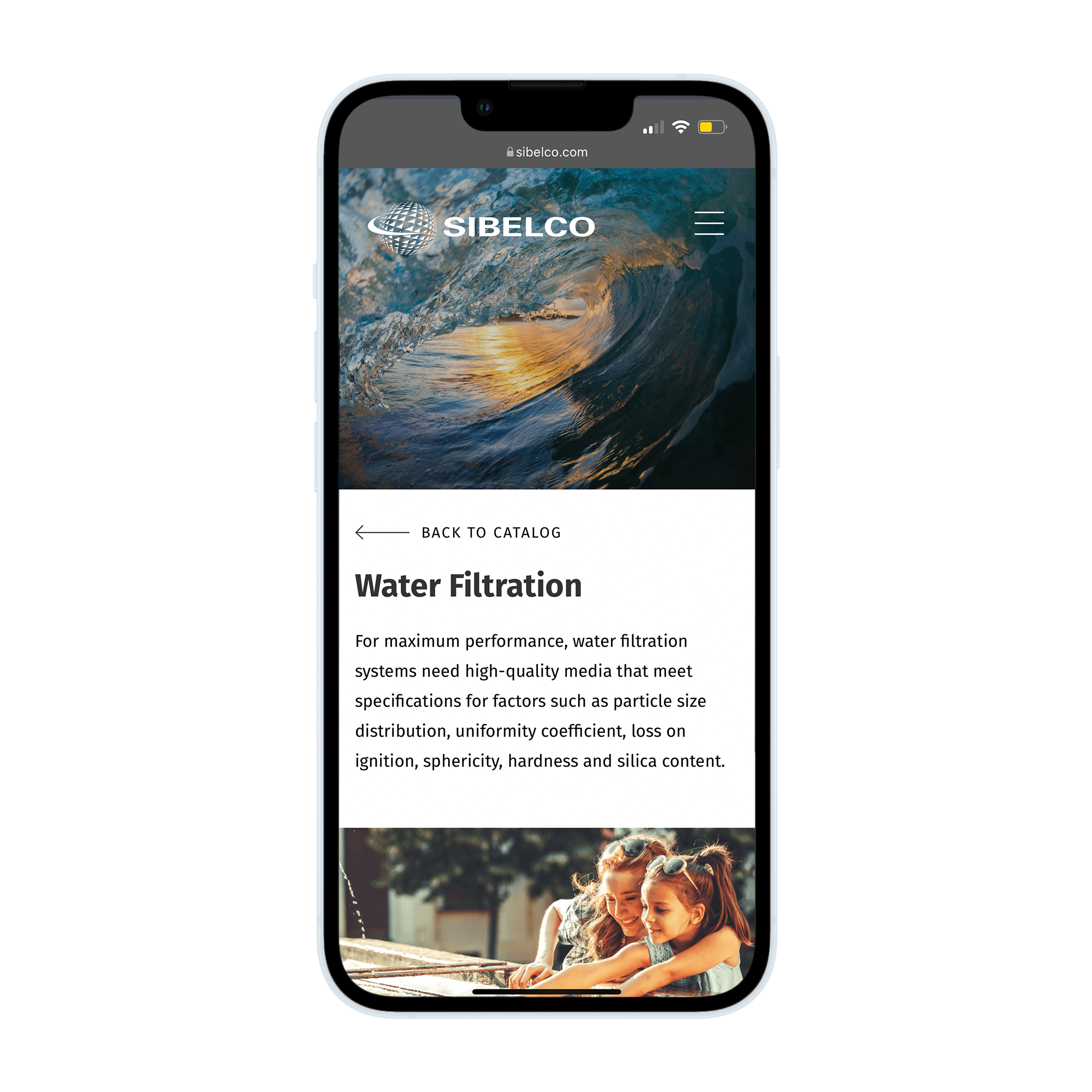 Sibelco mobile detail page