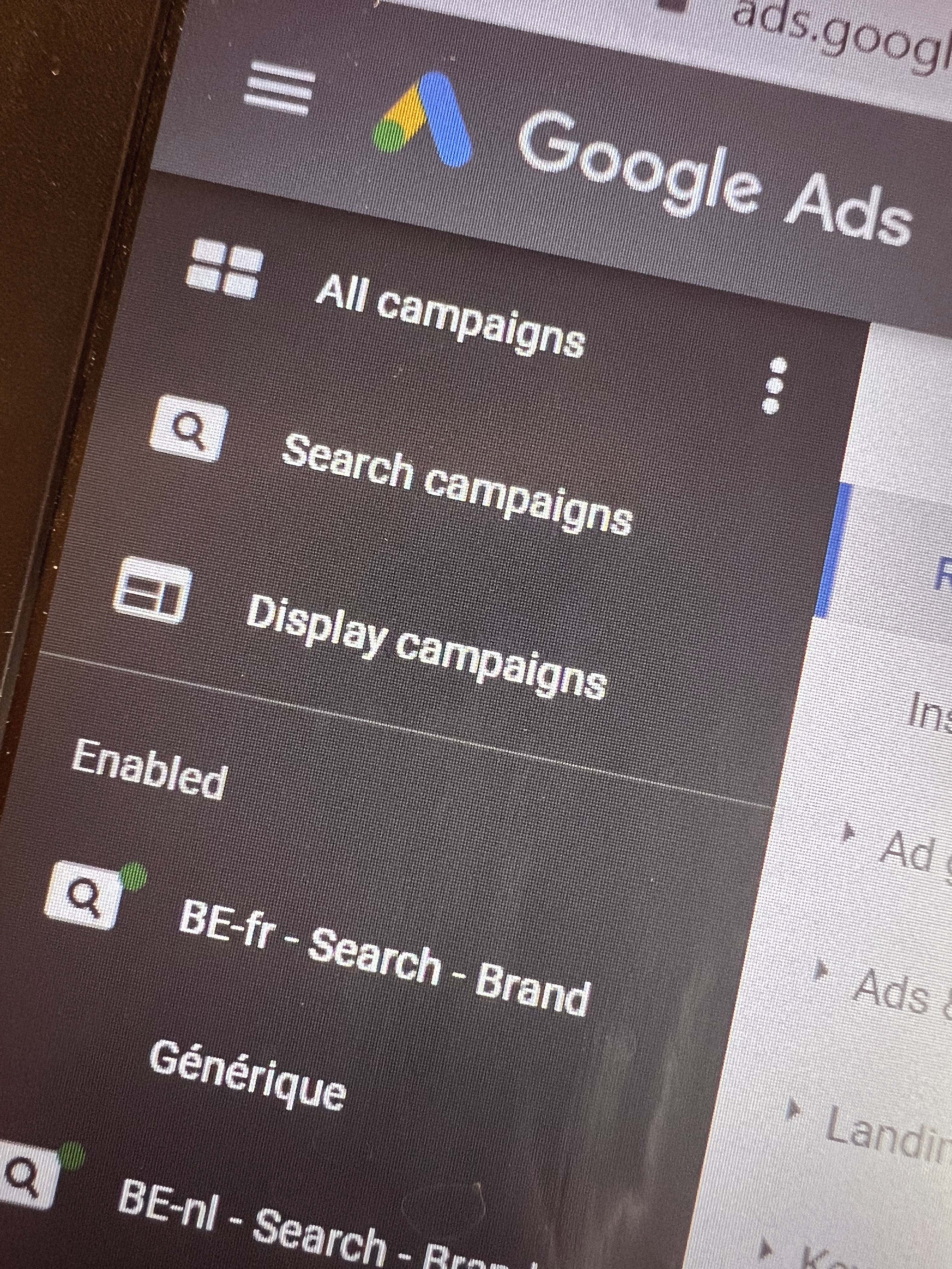 google Ads interface